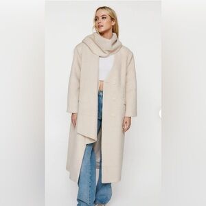 NWT Nasty Gal Oversized Wool Blend Scarf Coat Neutral Color Women Size XL
